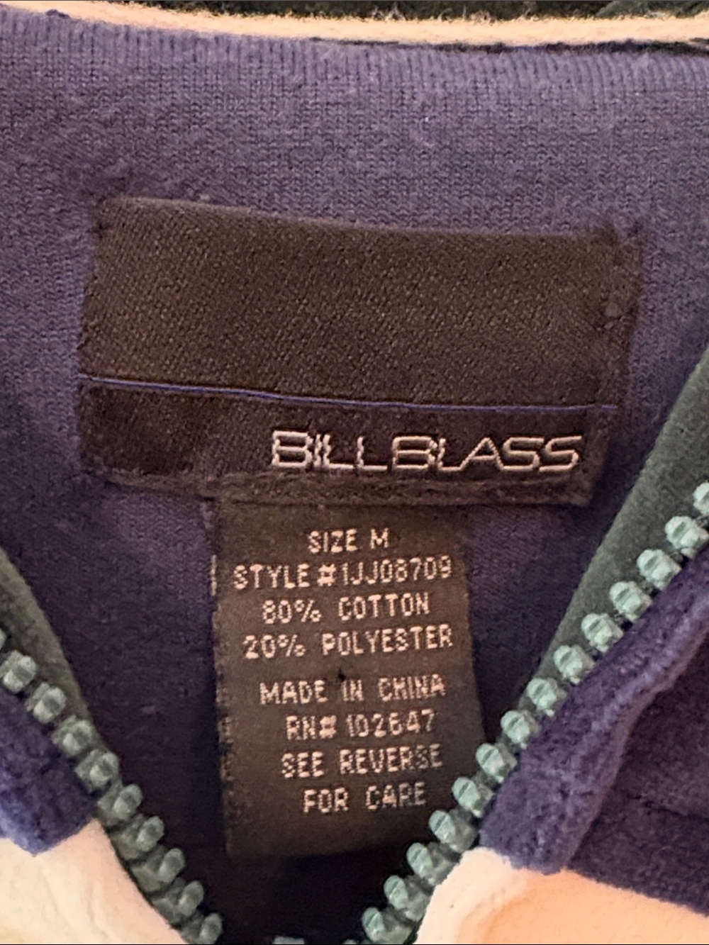 Billblass Green, Navy & Cream Velour Zip Jacket Hoodie - Picture 2 of 9